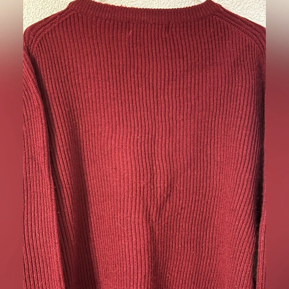 Christopher Hayes Sweater Men Red 100% Wool Vintage Ribbed Knit Crewneck Size L